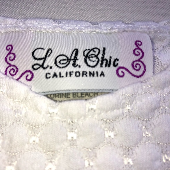 L.A. Chic Girls Vintage White/Red/Black Floral Summer Pucker Dress Size Large - Picture 2 of 12